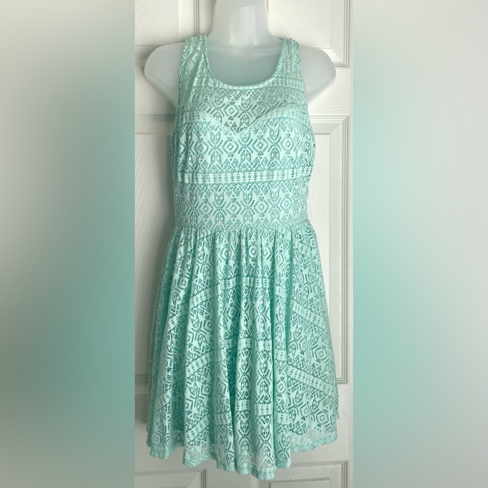 Mini Dress w/ Cutout Patterns Blue